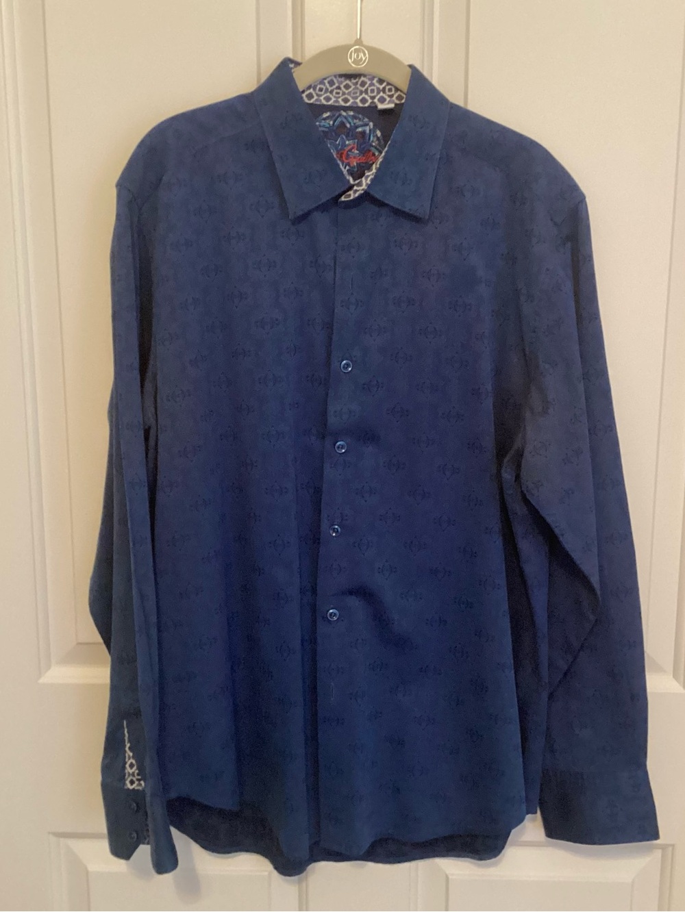 Robert Graham Men's Navy Blue Dress Shirt with Subtle Pattern